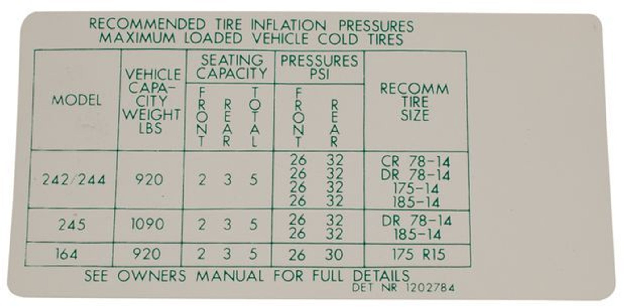 Décalcomanie Volvo 164 export