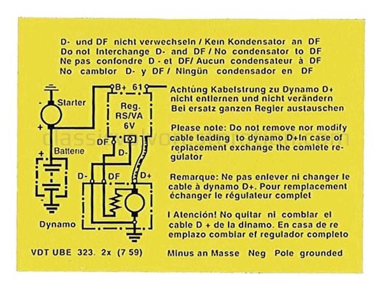 Décalcomanie relais charge 6V