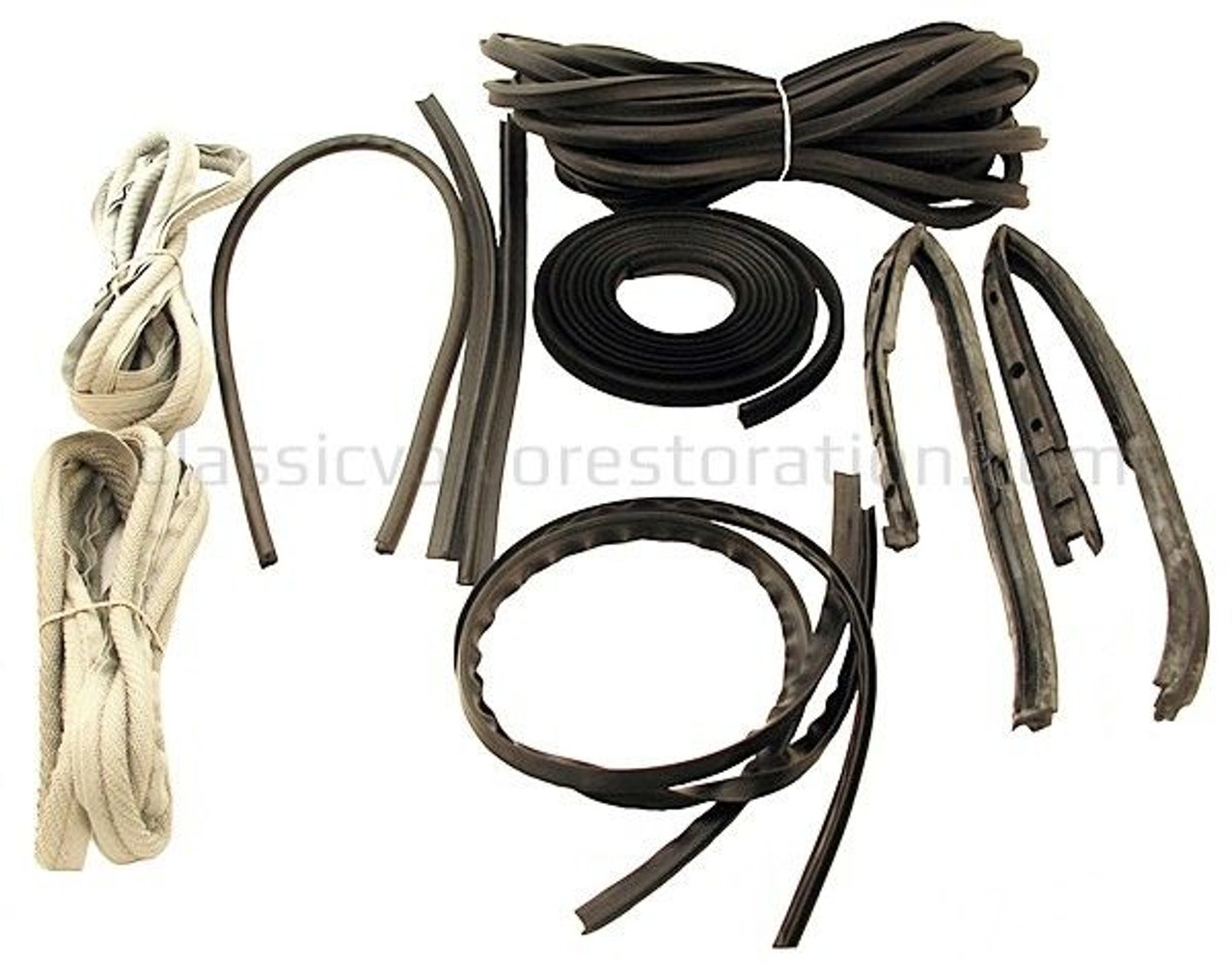 Gummi och styrlistsats med grå textillister